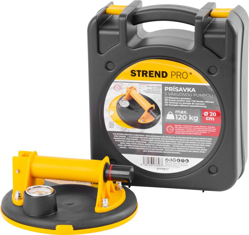 Ventuza pentru transport si montat parbrize, geamuri, placi marmura, granit, Strend Pro, cu manometru, 1 brat, max 120 kg, 20 cm [1]