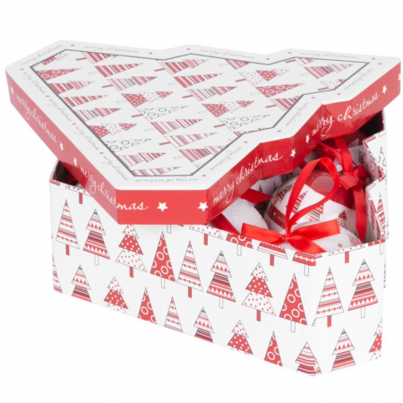 CRACIUN - Set 6 globuri pentru bradul de craciun, MagicHome, rosu/alb, 7.5 cm diametru