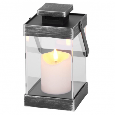 Figurine si decoratiuni Craciun - Felinar decorativ cu lumanare led pentru Craciun retro, negru, 3xAAA, plastic, 10x18,5 cm, MagicHome