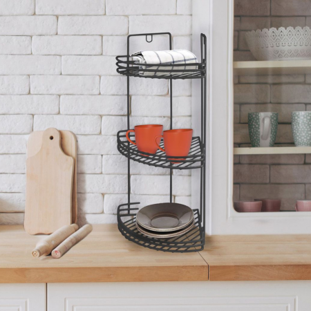 Raft, negru, suspendat, metalic, 3 rafturi, 49 x 19.5 x 27 cm, Confortime [3]