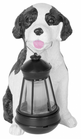 Decoratiune gradina, polirasina, lampa solara, catelus cu felinar, 14x24x25 cm [0]