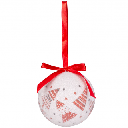 Set 6 globuri pentru bradul de craciun, MagicHome, rosu/alb, 7.5 cm diametru [1]