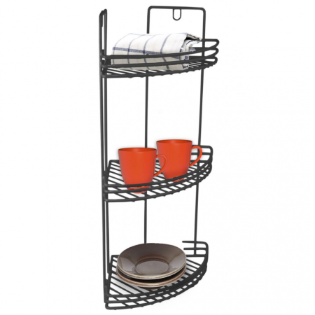 Raft, negru, suspendat, metalic, 3 rafturi, 49 x 19.5 x 27 cm, Confortime [1]