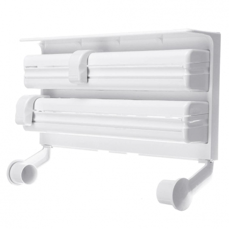 Articole bucatarie - Suport perete cu 3 dispensere folii alimentare si hartie, Confortime, plastic, 37,5 x 7 x 25 cm