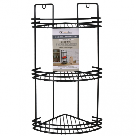 Raft, negru, suspendat, metalic, 3 rafturi, 49 x 19.5 x 27 cm, Confortime [2]