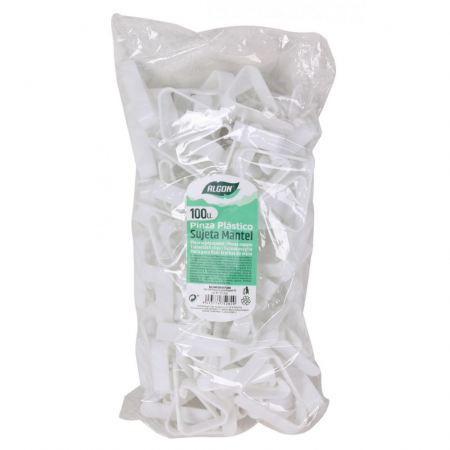 Set 100 cleme/clipsuri pentru fixarea fetei de masa, Algon, Albe [0]