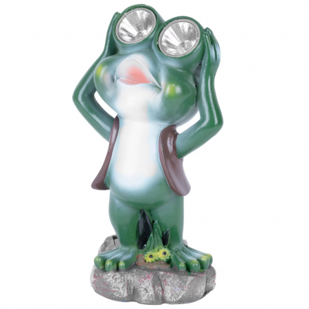 Veioze si lampi - Lampa in forma de broasca pentru curte, 2 leduri, lumina rece, 14x12x25 cm, AAA