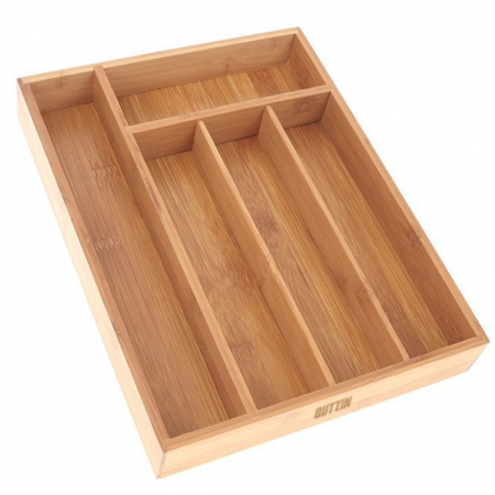 Organizare si depozitare - Organizator pentru tacamuri, 34 x 26 x 5 cm, bambus, maro, Quttin