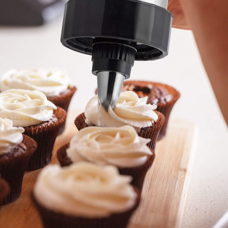 Aparat tip pistol, pentru biscuiti si ornare patiserie, 21 accesorii, inox, Quttin [4]