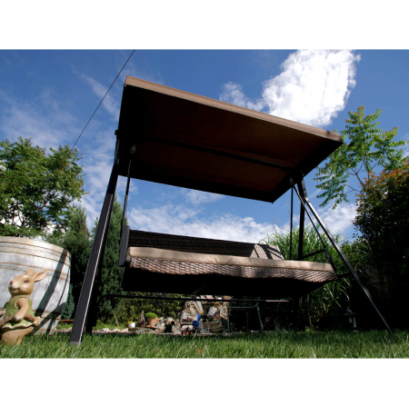 Balansoar gradina, 3 locuri, maro, ratan sintetic, 201x122x182 cm [4]