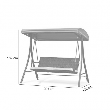 Balansoar gradina, 3 locuri, maro, ratan sintetic, 201x122x182 cm [5]