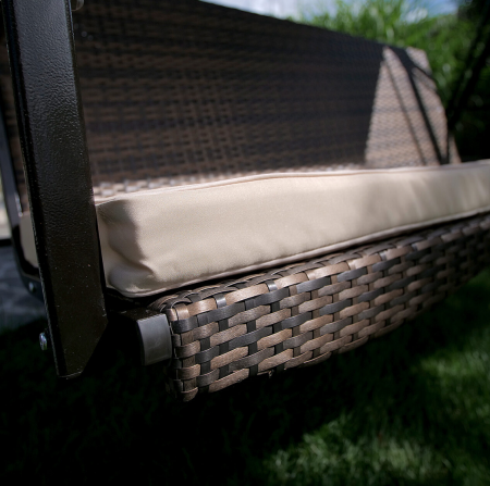 Balansoar gradina, 3 locuri, maro, ratan sintetic, 201x122x182 cm [6]