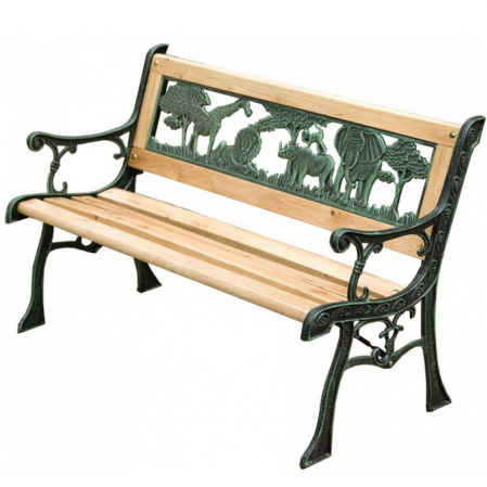 Mobilier gradina - Banca de gradina Mini Jumanji, metal/lemn, 82 x 39 x 50 cm, Strend Pro