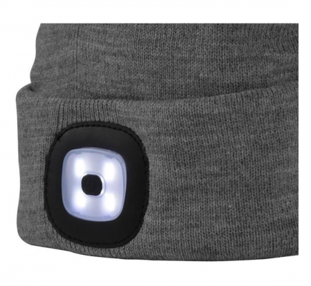 Caciula cu LED reincarcabila prin USB, Strend Pro Grey, unisex, 4xSMD, Li-Ion [1]