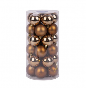 CRACIUN - Set 30 de globuri, magic home ,culoare maro bronz, diametru 6 cm