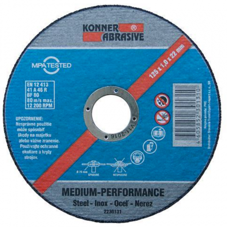 Accesorii polizare si slefuire - Disc pentru taiere inox Konner Abrasive D603, dimensiune 125x1.6x22 mm