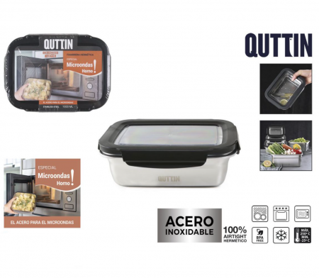 Caserola din inox cu capac ermetic siliconat, 20 x 14 x 6.5 cm, Quttin [1]