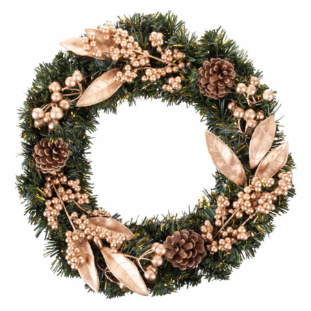 Coronita de Craciun MagicHome, artificiala, auriu, 35 cm [0]