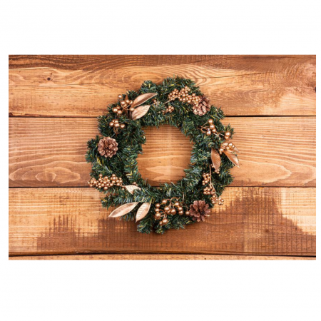 Coronita de Craciun MagicHome, artificiala, auriu, 35 cm [1]