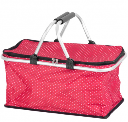Cos pentru cumparaturi, model buline, rosu, max 5 kg, 47x28x25 cm, Jela [0]