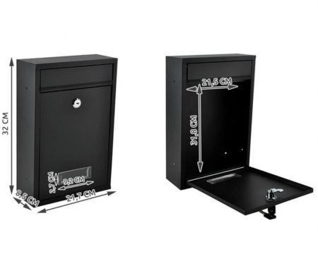 Cutie postala, otel galvanizat, negru, 21.7x8.5x32 cm, Malatec [10]