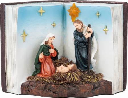 Decoratiune de Craciun MagicHome, Scena Nasterii Domnului intr-o carte, cu LED, pentru interior, 13.5x8x9.5 cm [1]