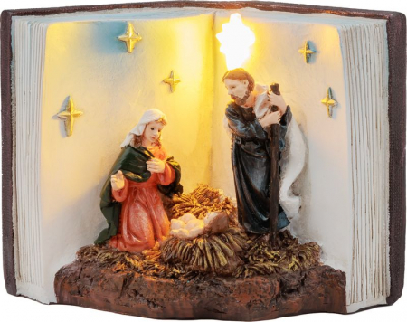 Decoratiune de Craciun MagicHome, Scena Nasterii Domnului intr-o carte, cu LED, pentru interior, 13.5x8x9.5 cm [0]