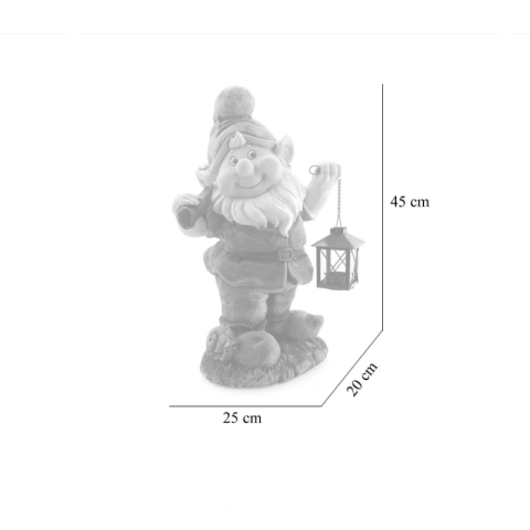 Decoratiune gradina, ceramica, pitic cu felinar si harlet, 25x20x45 cm [5]