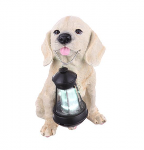 Accesorii pentru gradina - Decoratiune gradina lampa solara catel cu felinar, 24x14x25 cm
