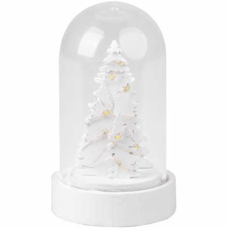 Decoratiune luminoasa de masa pentru craciun in forma de glob cu brad inzapeit si luminite, 5.5 x 9 cm, MagicHome [0]