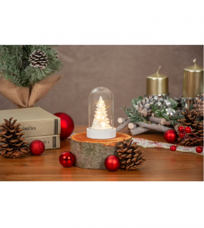 Decoratiune luminoasa de masa pentru craciun in forma de glob cu brad inzapeit si luminite, 5.5 x 9 cm, MagicHome [2]