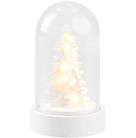 Decoratiune luminoasa de masa pentru craciun in forma de glob cu brad inzapeit si luminite, 5.5 x 9 cm, MagicHome [1]