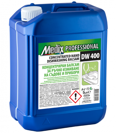 Detergenti de vase profesionali - Detergent de vase premium concentrat cu balsam pentru spălatul manual al veselei cu ingredient antibacterian si parfum delicat de lacramioare., 5 litrii, Medix Professional