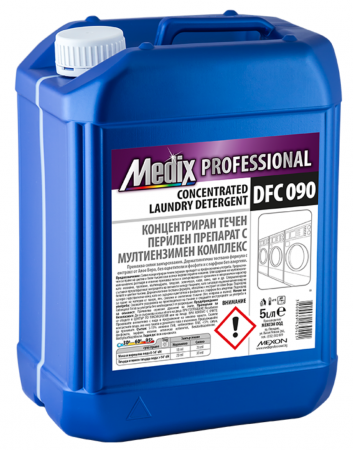 Detergenti lichizi profesionali - Detergent lichid concentrat pentru rufe cu complex multi-enzimatic cu parfum fara alergeni, 5 litrii, Medix Professional