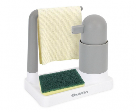 Dispenser sapun cu suport pentru burete si laveta, Quttin, 19,5x11,8x20 cm [2]