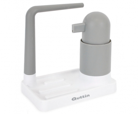 Dispensere - Dispenser sapun cu suport pentru burete si laveta, Quttin, 19,5x11,8x20 cm