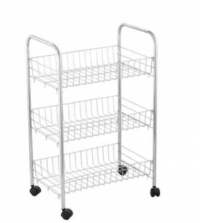 Etajera cu 3 rafturi metalice, multifunctionala cu roti, 40x26x62cm, Confortime [0]