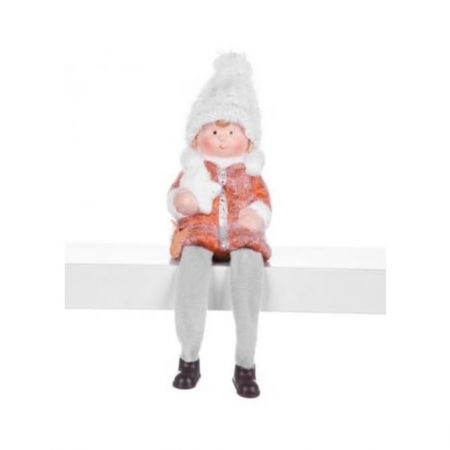 CRACIUN - Figurina de Craciun MagicHome, Baiat asezat, teracota