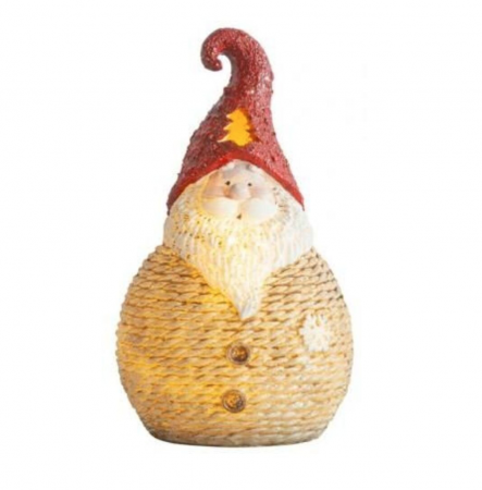Figurine si decoratiuni Craciun - Figurina de Craciun MagicHome, Mos Craciun rotund mic, LED, 19,5 cm