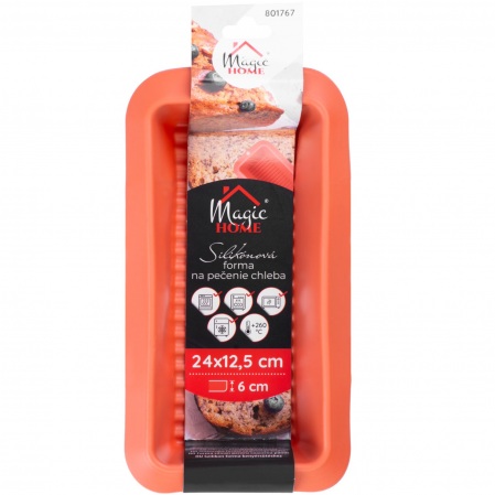Forma de copt din silicon pentru paine/cozonac, portocaliu, 24x12.5x6 cm, MagicHome [3]