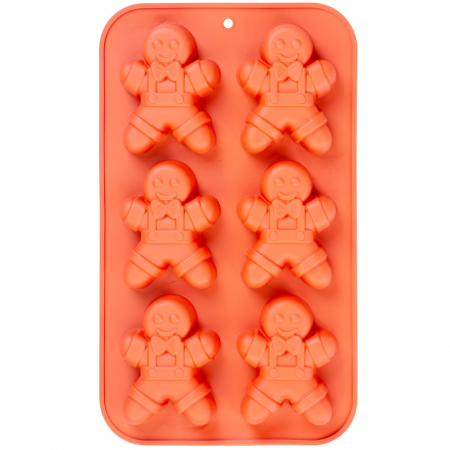 Articole bucatarie - Forma pentru prajituri din silicon cu 6 compartimente in forma de om de turta dulce 8 cm, MagicHome