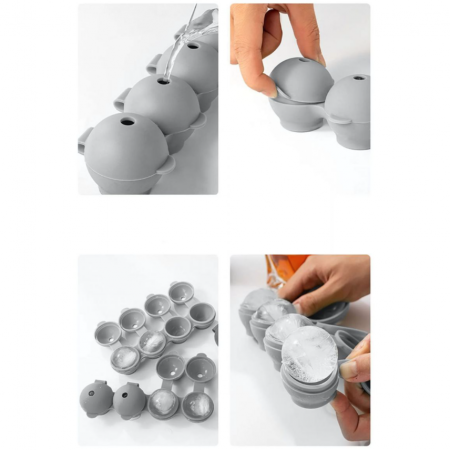 Forma silicon pentru 4 cuburi gheata in forma de sfera, silicon uz alimentar, 22 x 7 x 5cm, Quttin [1]