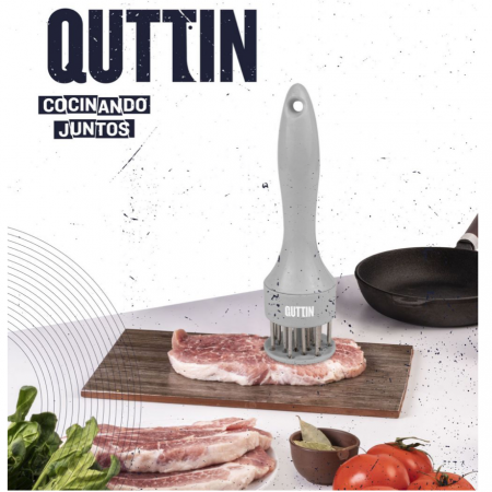 Fragezitor pentru carne si pregatire condimentare, Quttin, cu 21 tije de perforare din inox si perie de curatare, 19 x 5 cm [1]