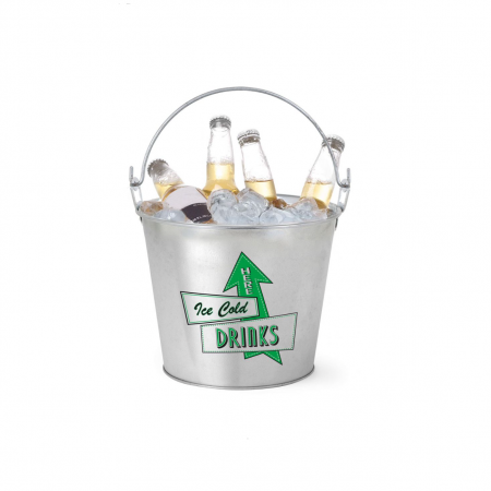Galeata din otel galvanizat pentru servire bere cu deschizator sticle integrat, "ice cold drinks here", 5 litrii, 23x17x18 cm, Privilege [2]