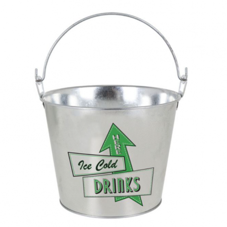 Galeata din otel galvanizat pentru servire bere cu deschizator sticle integrat, "ice cold drinks here", 5 litrii, 23x17x18 cm, Privilege [0]
