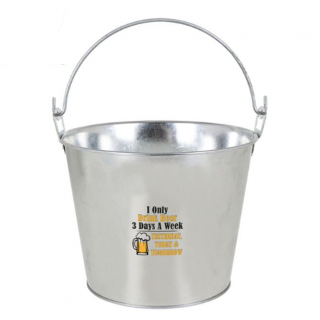 Galeata din otel galvanizat pentru servire bere cu deschizator sticle integrat, "i only drink beer", 5 litrii, 23x17x18 cm, Privilege [3]