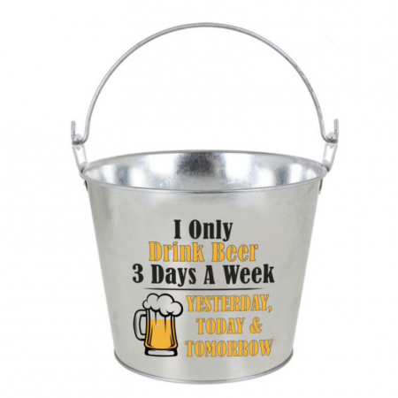 Galeata din otel galvanizat pentru servire bere cu deschizator sticle integrat, "i only drink beer", 5 litrii, 23x17x18 cm, Privilege [1]