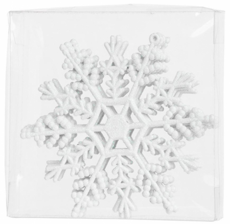 Glob de Craciun in forma de fulg de nea pentru impodobirea bradului, 6 buc, fulg de zapada, alb, pentru brad, 12 cm, MagicHome [1]