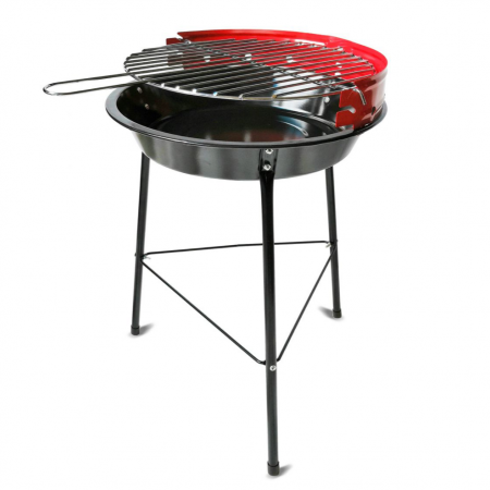 Gratare gradina - Gratar fix cu 3 picioarepe carbuni, grill reglabil si protectie anti vant, Algon, 42x35x45cm
