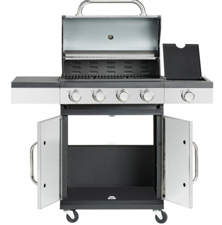 Gratar gradina, grill dreptunghiular, cu gaz, 4+1 arzatoare, cu roti, capac, 120x48x110 cm, BBQ Forbes [1]